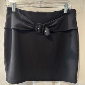 Elegant Black Mini Skirt with Belt